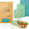 Reusable Beeswax Wrap Small, Medium, Large. 3 pack Teal Beeswax Wraps for Food Storage. Natural Cot