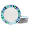 Gibson Home Tropical Sway Orleans 12 Piece 11 Inch Melamine Dinner Plate Set in Blue