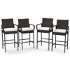 2/4 Pieces Outdoor PE Rattan Cushioned Barstool Set with Armrests-Set of 2