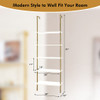 5 Tier Ladder Shelf Wall-Mounted Bookcase with Steel Frame-Brown