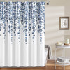 72-inch White Navy and Light Blue Floral Vines and Flowers Shower Curtain