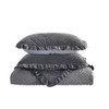 King Gray Charcoal Velvet Microfiber Polyester Reversible 3-Piece Quilt Set King Gray Charcoal Velvet Microfiber Polyester Reversible 3-Piece Quilt Set