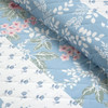 Full/Queen Blue Pink White Beige Floral Cottage Lightweight 3-Piece Quilt Set