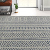 2 ft. x 3 ft. Blue Grey Chevron Coastal Boho Style Indoor Outdoor Area Rug