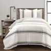Twin/Twin XL Black Off-White Cream Stripe Reversible Cotton 2 Piece Quilt Set