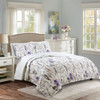 King Size Lightweight Purple Grey White Floral Quilt Set