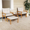 5 Piece Rattan Furniture Set with Square Coffee Table-White