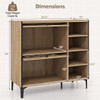 Rustic Shoe Cabinet with Flip-up See-through Doors and Adjustable Shelves-Oak