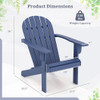 Acacia Wood Lounge Patio Adirondack Chair with Inclined Seat-Blue