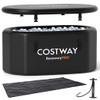 XL 129 Gal Oval Ice Bath Tub with Cover and Hand Pump for Athletes-Black