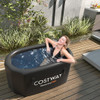 XL 129 Gal Oval Ice Bath Tub with Cover and Hand Pump for Athletes-Black