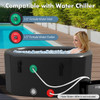 XL 129 Gal Oval Ice Bath Tub with Cover and Hand Pump for Athletes-Black