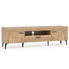 TV Stand with 2 Cabinets and Storage Drawer for 65 Inches TVs-Oak