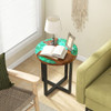 Solid Live Edge Round Teak Wood Outdoor End Table with Epoxy Resin Tabletop