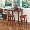 3-Piece Bar Table Set with Pub Table and 2 Saddle Stools-Espresso