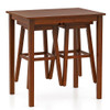 3-Piece Bar Table Set with Pub Table and 2 Saddle Stools-Espresso