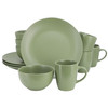 Gibson Home Everyday Plus 12 Piece Round Stoneware Dinnerware Set in Green