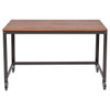 Industrial Modern Steel Frame Wood Top Computer Desk with Locking Wheels