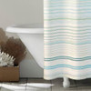 72-inch Sea Breeze Blue Green White Cabana Stripe Cotton Shower Curtain