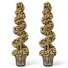 4 FT Artificial Topiary Spiral Tree Set of 2 with Vintage Plastic Nursery Pot-Gold