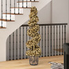4 FT Artificial Topiary Spiral Tree Set of 2 with Vintage Plastic Nursery Pot-Gold