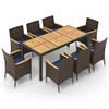 9 Piece Outdoor Dining Set with Acacia Wood Table Top-Beige
