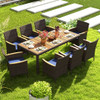 9 Piece Outdoor Dining Set with Acacia Wood Table Top-Beige
