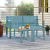 Weather-resistant Plastic 2-Person Bench with Curved Backrest-Blue