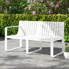 Weather-resistant Plastic 2-Person Bench with Curved Backrest-Blue