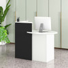 Front Reception Office Desk with Open Shelf and Drawer-Black & White