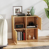 4-Cube Bookcase 3-Tier Bookshelf with Dual Anti-Tipping Kits and 2 Cabinets-Natural