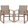 Outdoor Dining Chairs with Breathable Seat and Backrest Set of 2-Brown