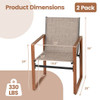 Outdoor Dining Chairs with Breathable Seat and Backrest Set of 2-Brown
