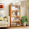 4-Tier Bamboo Bookcase with Doors for Study Room Living Room-Natural