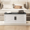 Shoe Bench with Cushion Farmhouse Shoe Rack Organizer with 2 Barn Doors-White