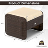 2 Pieces Outdoor Patio PE Wicker Ottomans with Removable Cushions-Brown