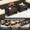 2 Pieces Outdoor Patio PE Wicker Ottomans with Removable Cushions-Brown