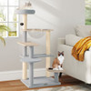 Modern Cat Tree 44 Inch Multi-level Cat Tower with Removable Padded Top Perch-Natural