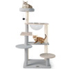 Modern Cat Tree 44 Inch Multi-level Cat Tower with Removable Padded Top Perch-Natural