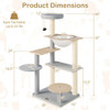 Modern Cat Tree 44 Inch Multi-level Cat Tower with Removable Padded Top Perch-Natural