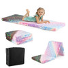 Foldable Floor Mattress for Kids with Washable Flannel Cover-Pink
