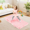 Foldable Floor Mattress for Kids with Washable Flannel Cover-Pink