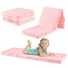 Foldable Floor Mattress for Kids with Washable Flannel Cover-Pink