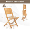 2 Pieces Teak Wood Outdoor Dining Chairs with Slatted Seat