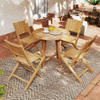 2 Pieces Teak Wood Outdoor Dining Chairs with Slatted Seat