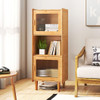 3-Cube Bamboo Storage Cabinet with Open Compartment and 2 Acrylic Doors-Natural