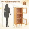 3-Cube Bamboo Storage Cabinet with Open Compartment and 2 Acrylic Doors-Natural