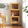 3-Cube Bamboo Storage Cabinet with Open Compartment and 2 Acrylic Doors-Natural