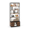 8-tier Bookshelf with 4 Fabric Drawers  and Heavy-duty Metal Frame-Coffee