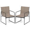 Outdoor Dining Chairs Set of 2 Patio Furniture Chair with Breathable Seat and Backrest-Brown